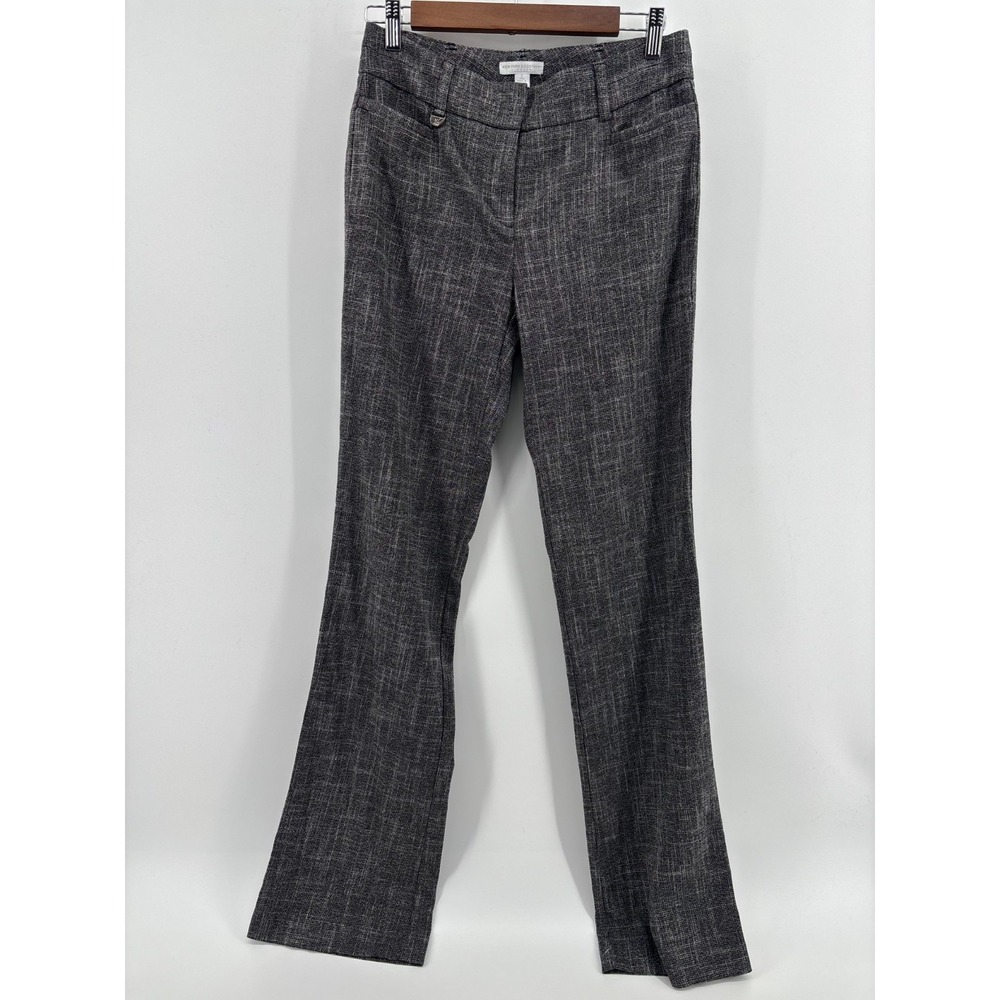 New York & Company Dress Pants Womens Charcoal Gray Flat Front Flared Leg 4
